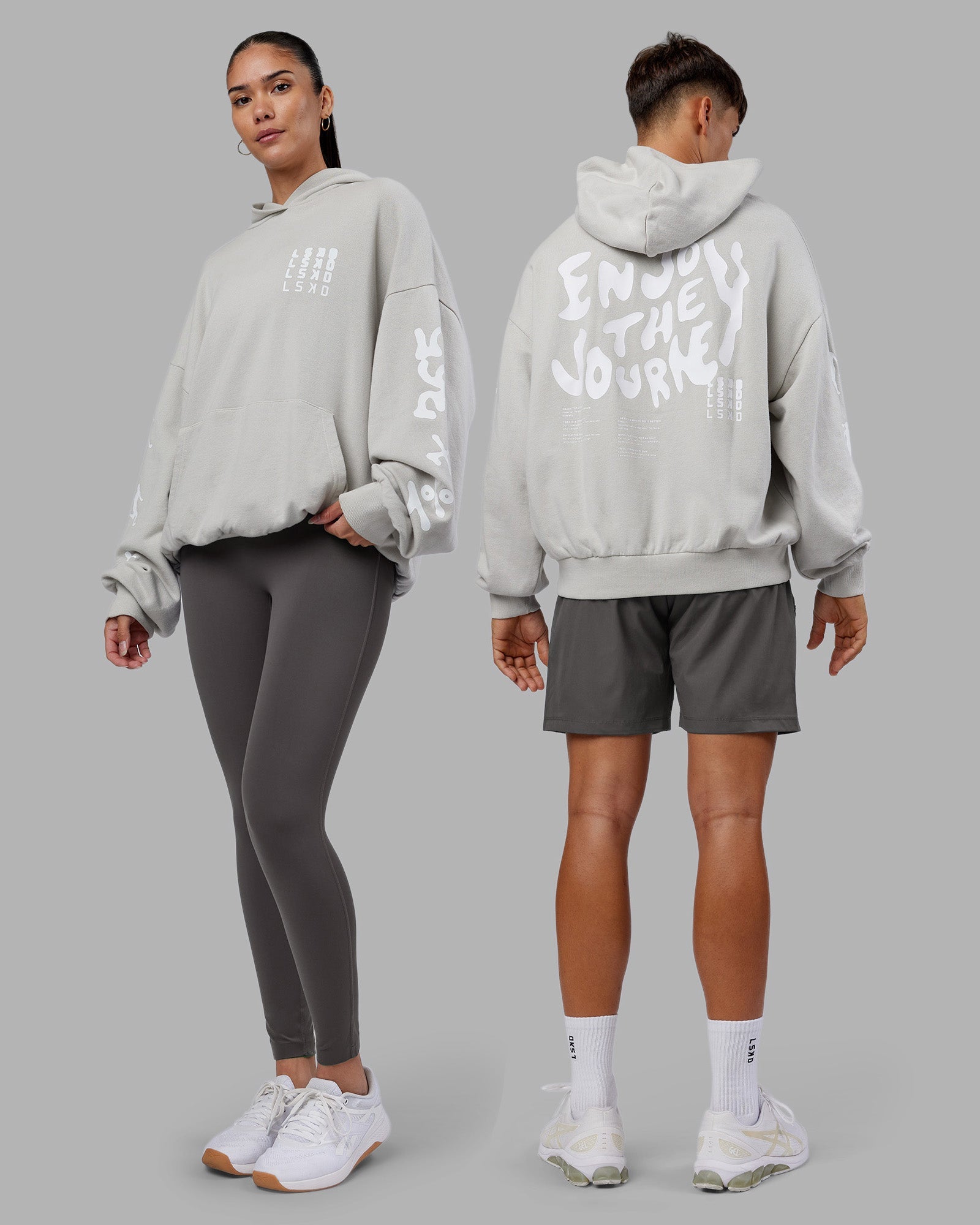 Journey Washed Unisex Oversize Hoodie - Digital Mist-White