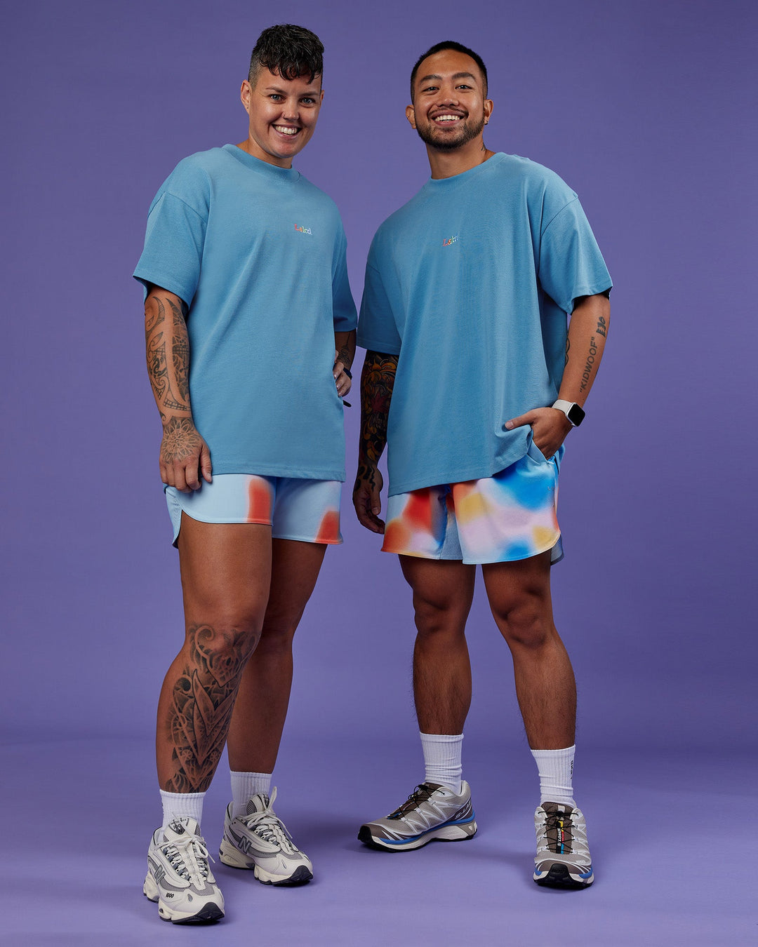 Duo wearing Lift 6" Short - Rainbow Shade Print | Model:Both | Size:Duo