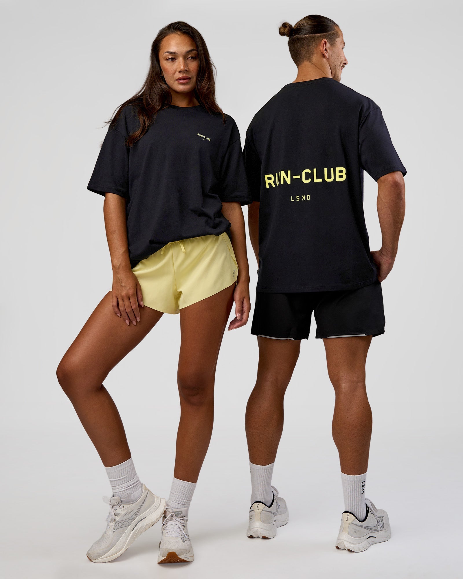 Unisex RUN CLUB FLXCotton Tee Oversize - Black-Yellow Fizz | LSKD
