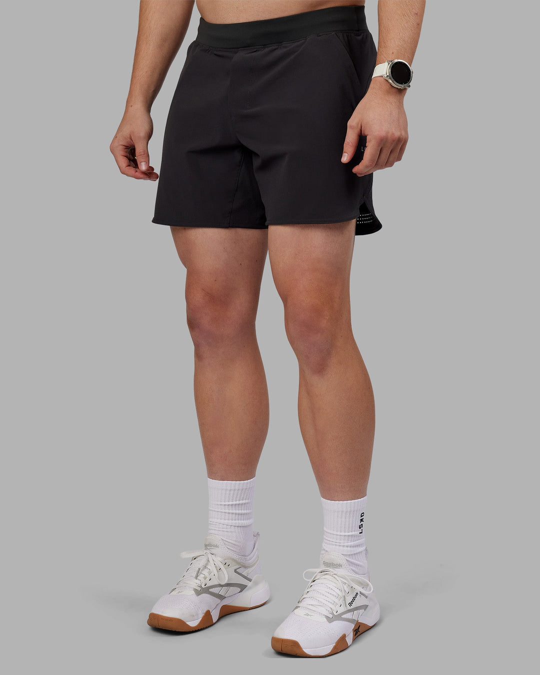Man wearing Lift 6" Short - Pirate Black | Model:Tom | Size:L