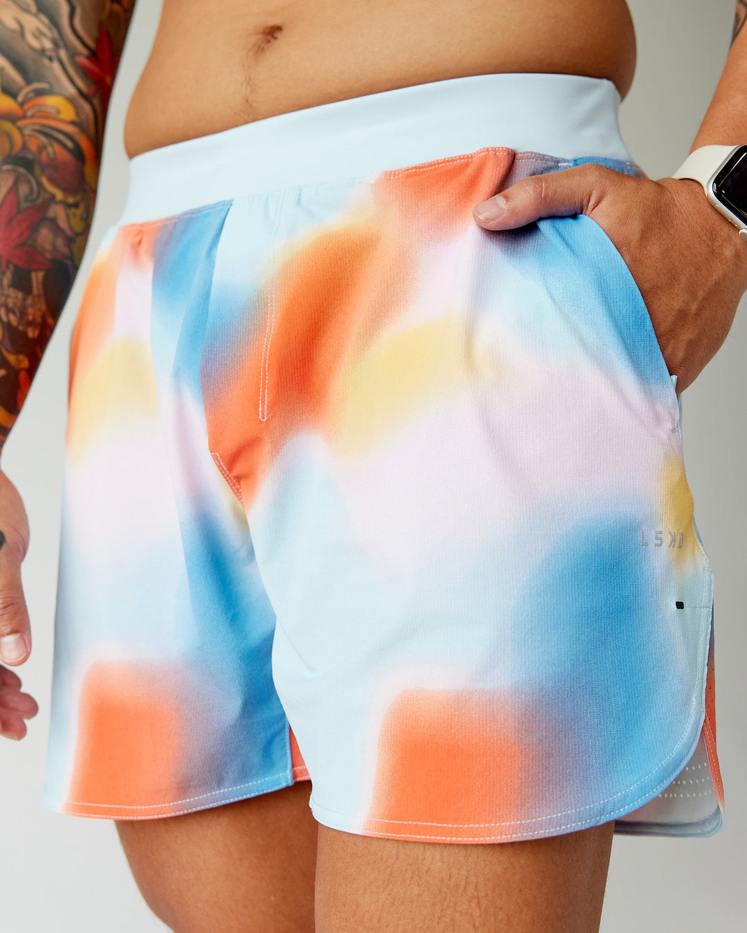 Man wearing Lift 6" Short - Rainbow Shade Print | Model:Justin | Size:M