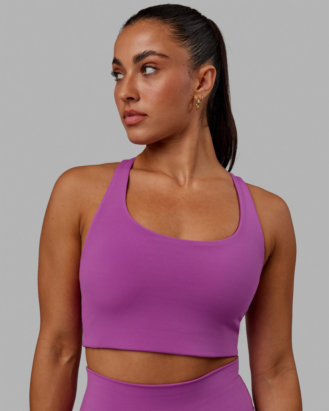 Woman wearing Ace Long Line Bra - Hyper Violet