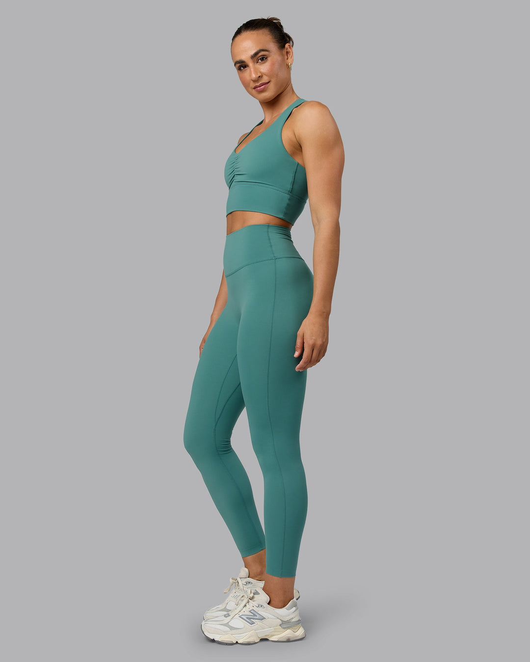 Woman wearing Elixir Ultra High-Rise Full Length Leggings - Sagebrush