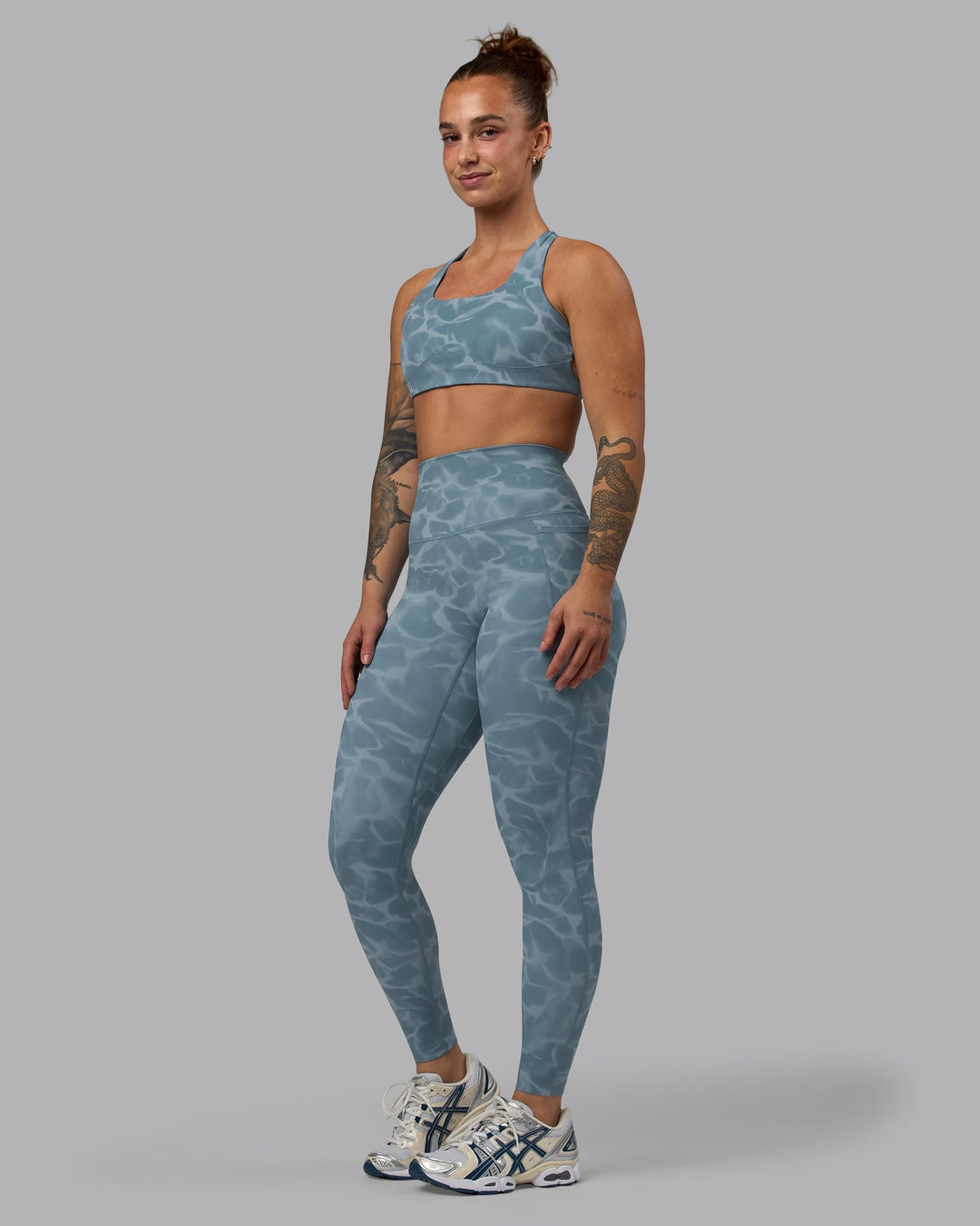 Woman wearing Elixir Ultra High-Rise Full Length Leggings Pockets - Tranquil-Elemental Blue