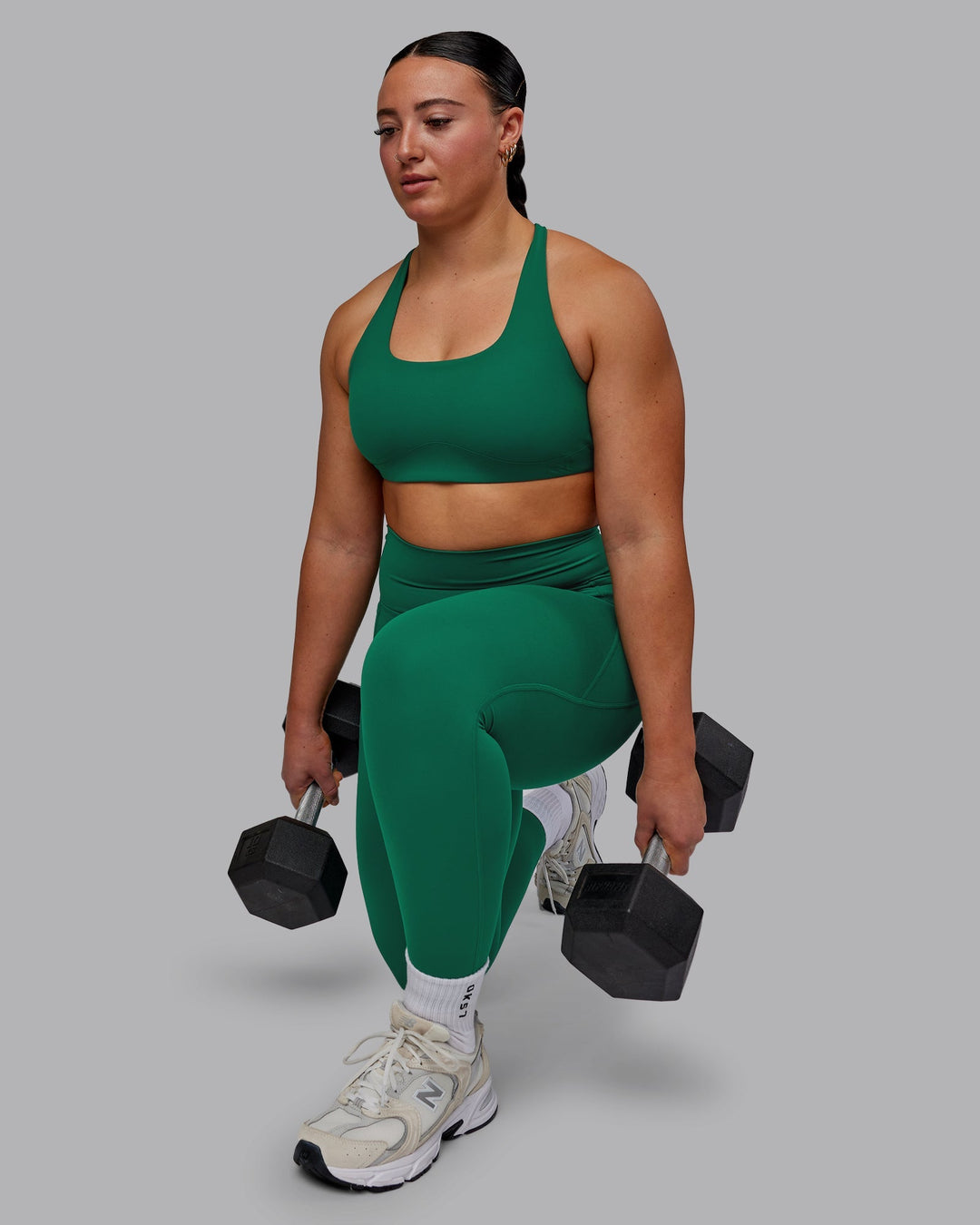 Woman wearing Elixir Ultra High-Rise Full Length Leggings Pockets - Malachite