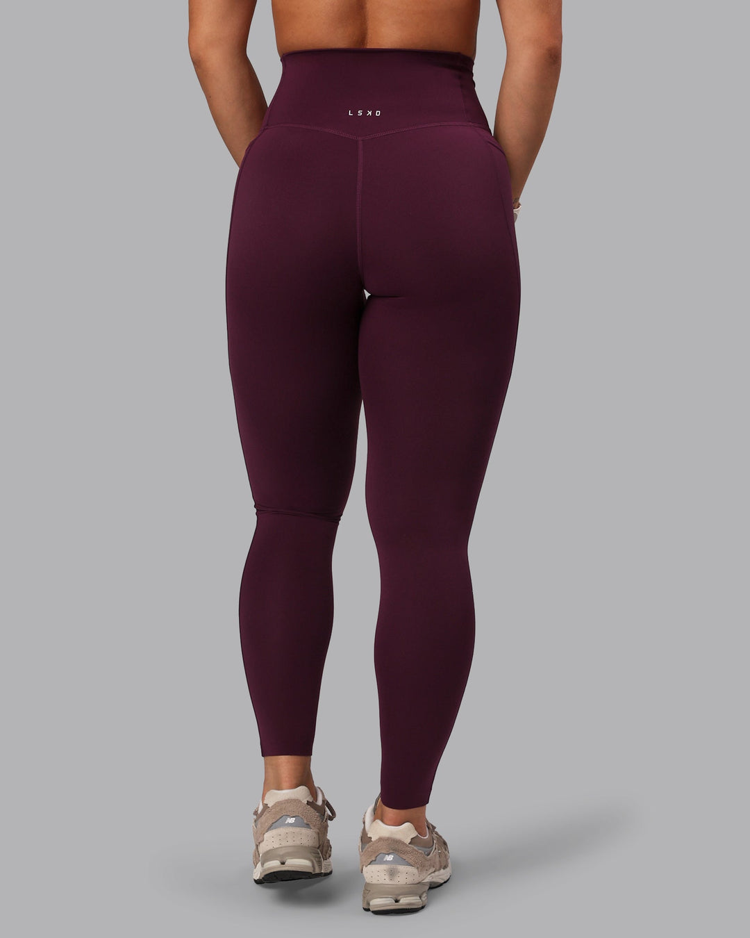 Woman wearing Elixir Ultra High-Rise Full Length Leggings Pockets - Cherry Lacquer