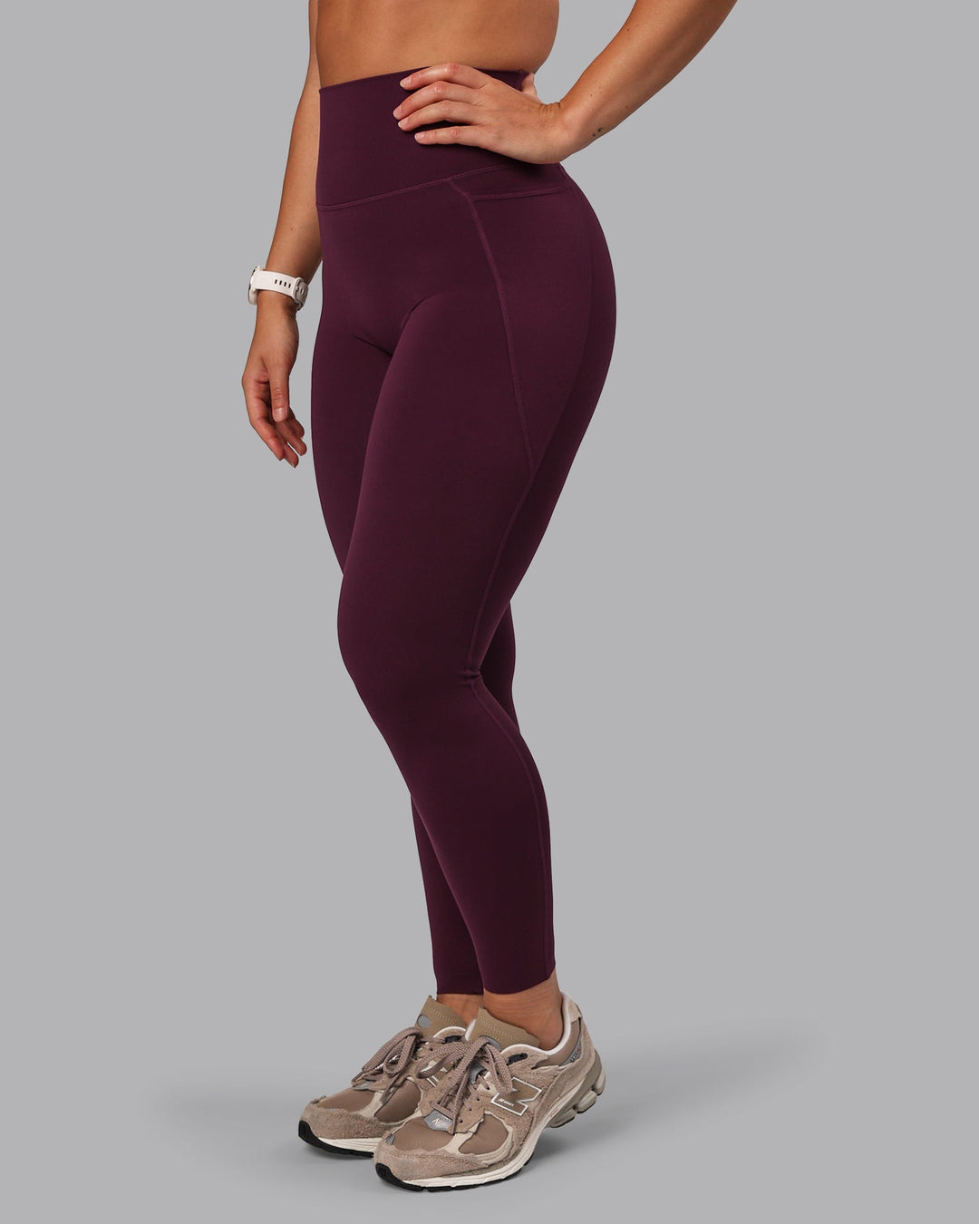 Woman wearing Elixir Ultra High-Rise Full Length Leggings Pockets - Cherry Lacquer