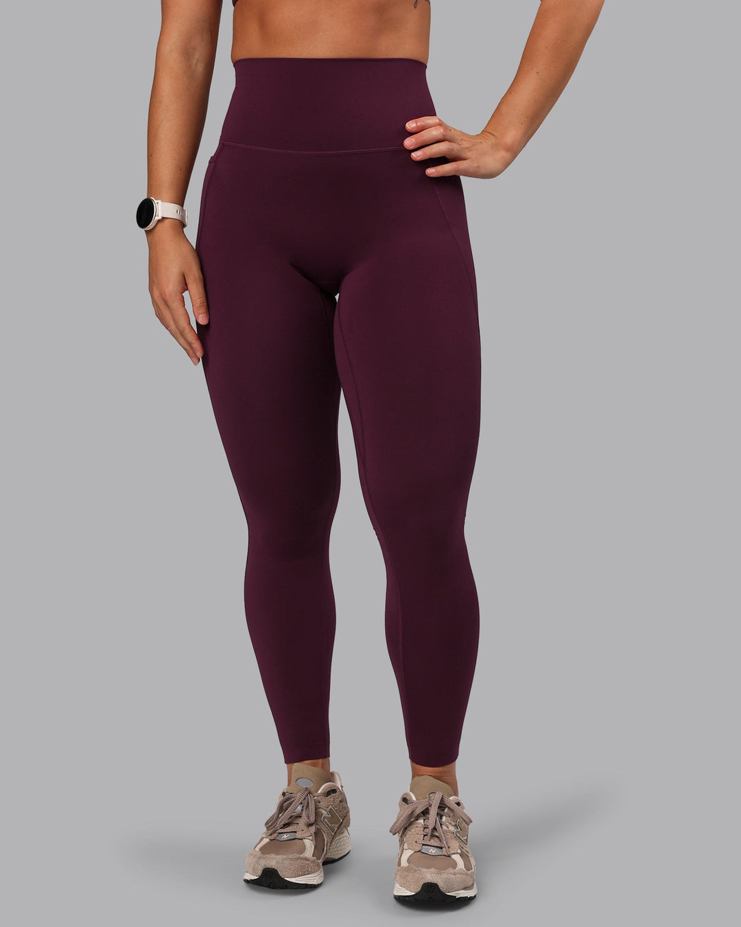 Woman wearing Elixir Ultra High-Rise Full Length Leggings Pockets - Cherry Lacquer