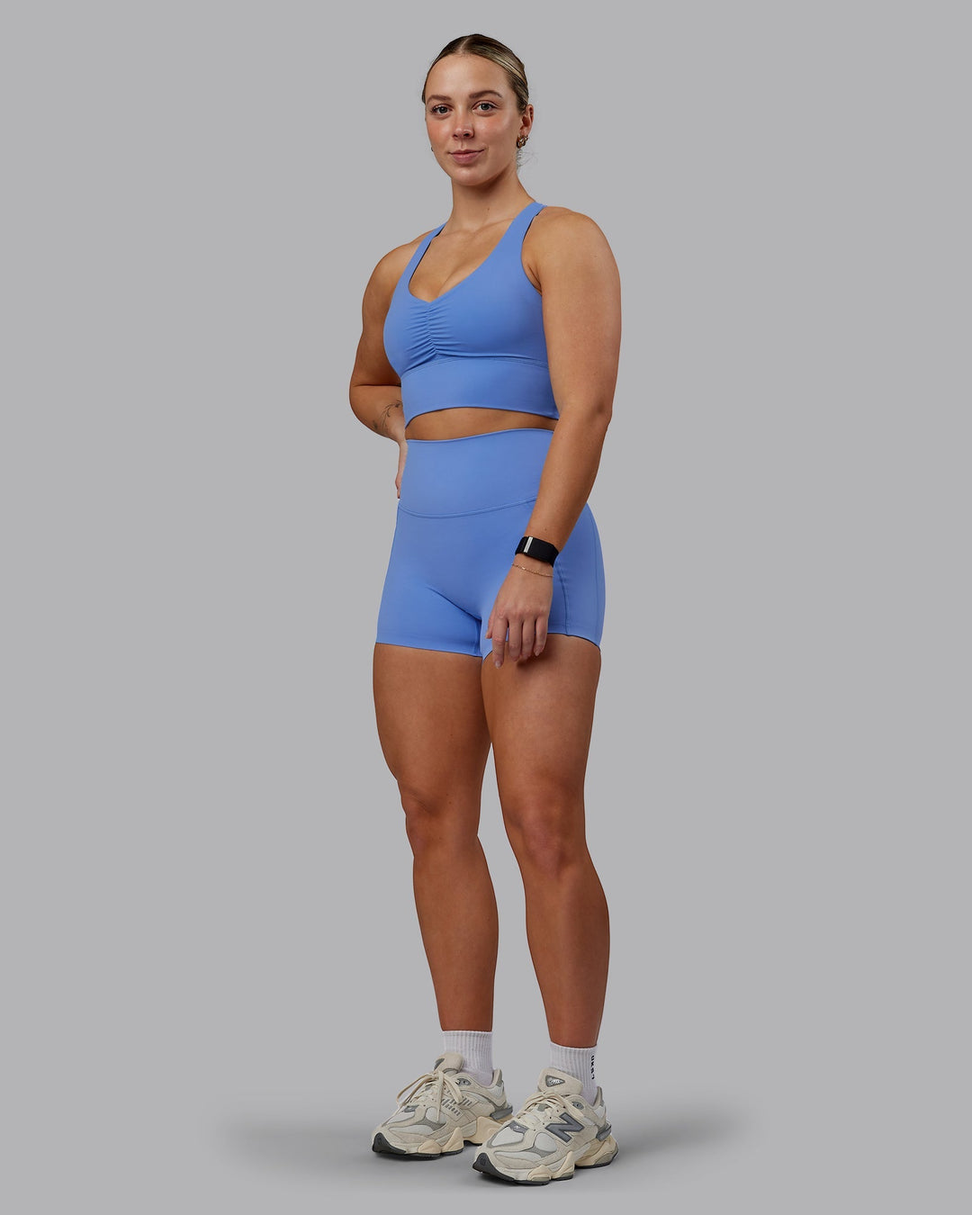 Woman wearing Elixir Ultra High-Rise 4" Short Pockets - Ultramarine