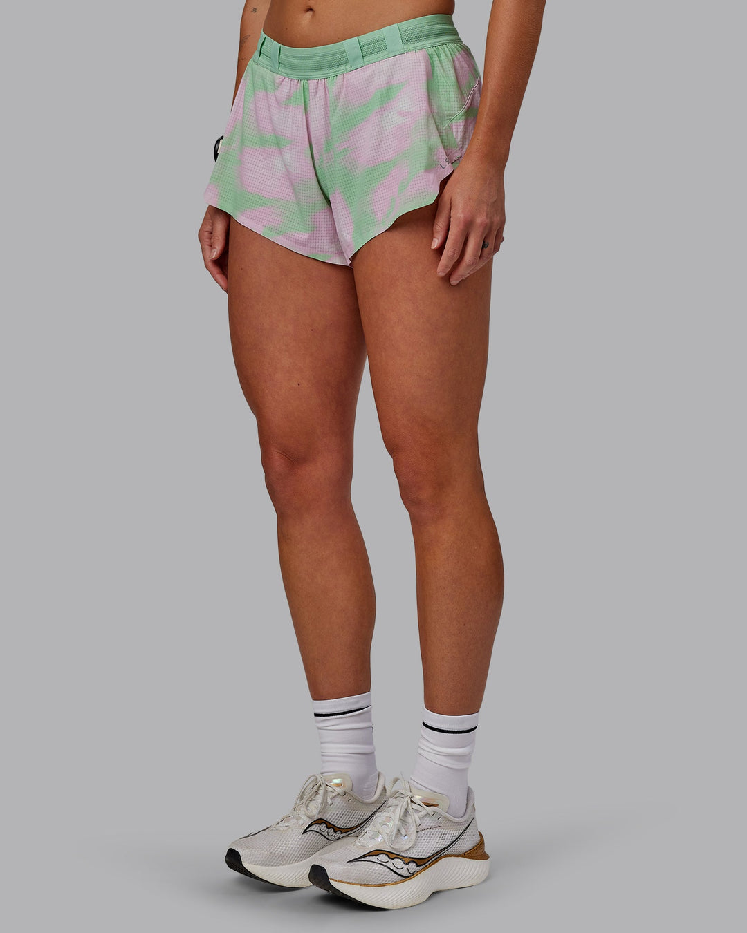Woman wearing Race Day 3" Running Shorts - Mystic Print