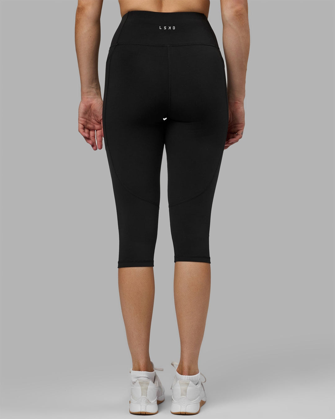 Woman wearing Rep Ultra High-Rise 3/4 Leggings Pockets - Black-Black