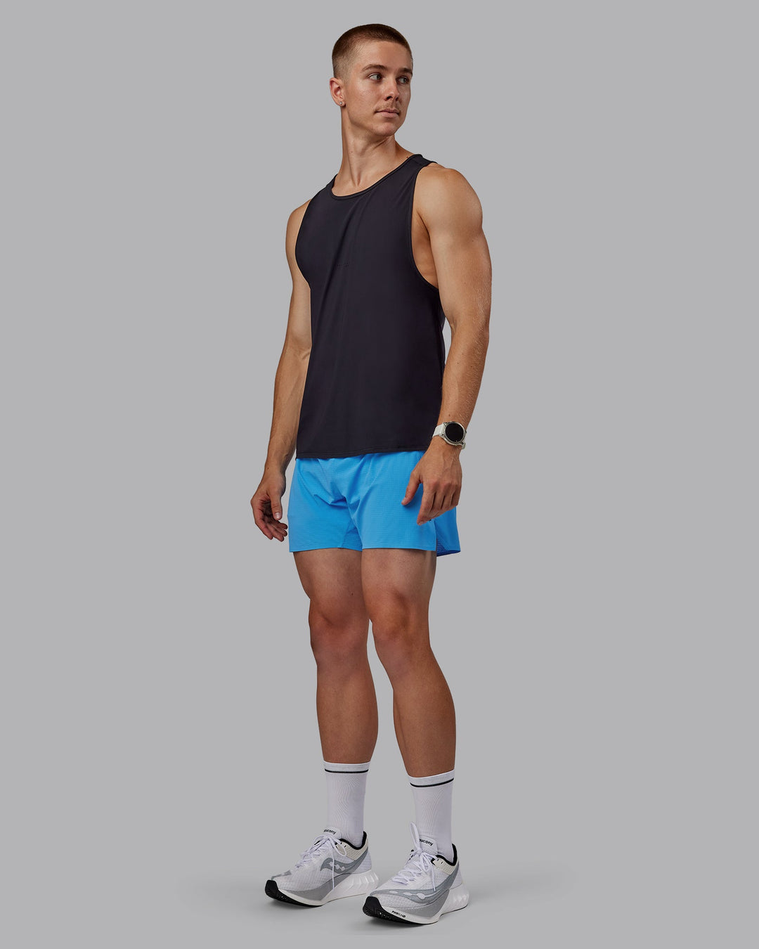 Man wearing UltraAir 5" Lined Performance Shorts - Azure Blue