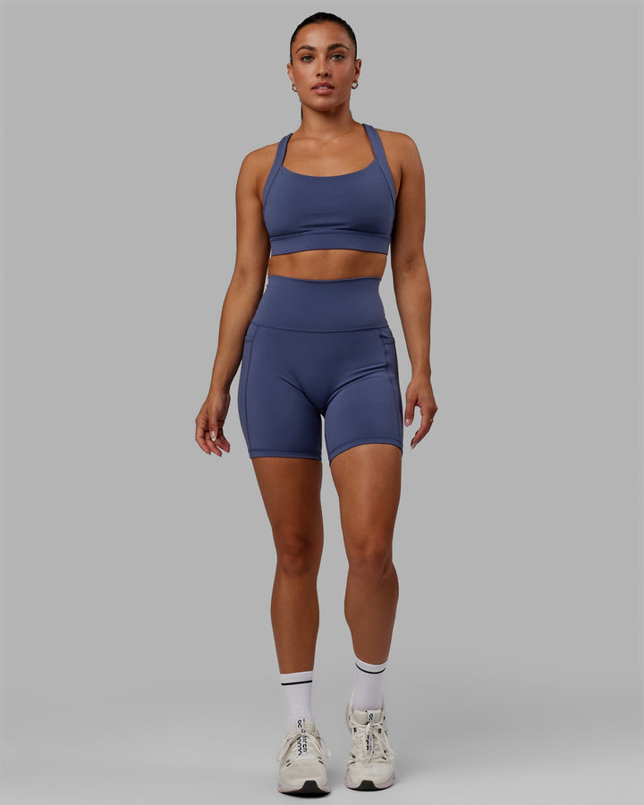 Woman wearing Advance Sports Bra - Future Dusk