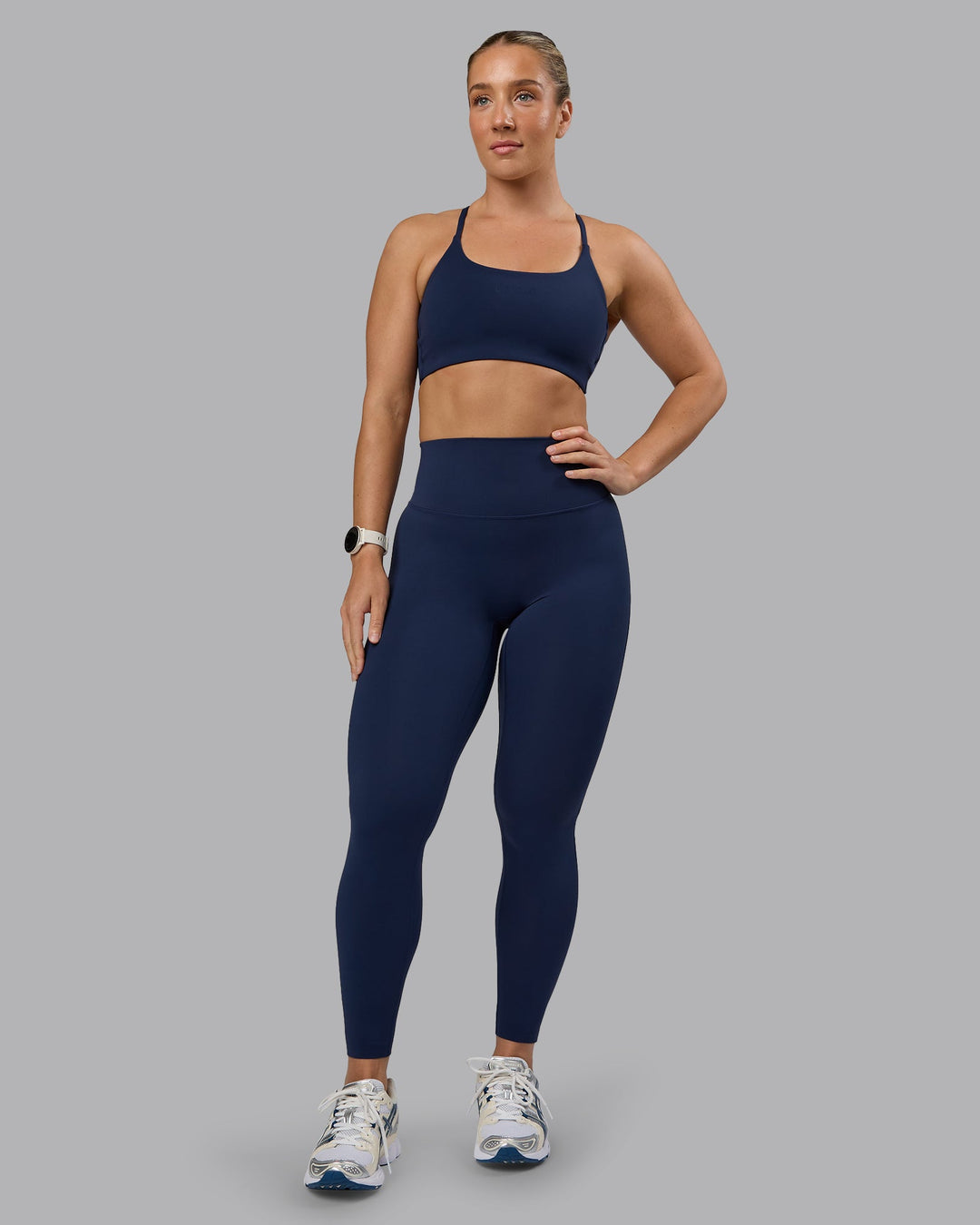 Woman wearing Elixir Ultra High-Rise Full Length Leggings - Future Navy