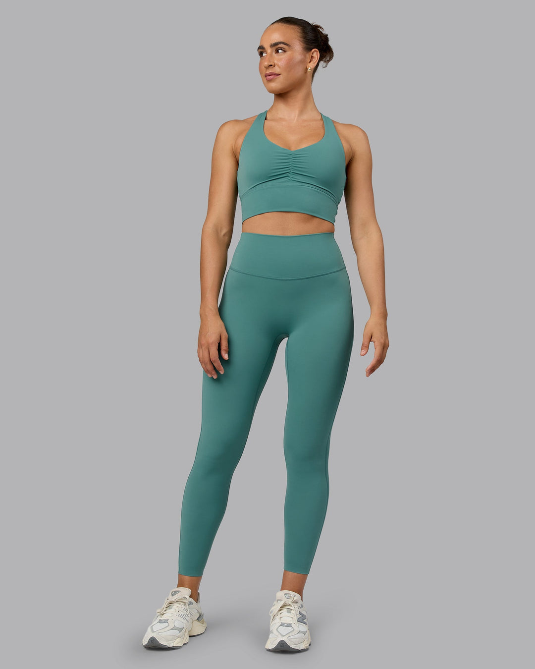 Woman wearing Elixir Ultra High-Rise Full Length Leggings - Sagebrush