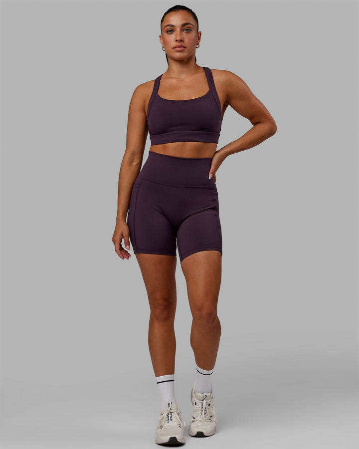 Woman wearing Fusion Mid-Length Shorts - Midnight Plum
