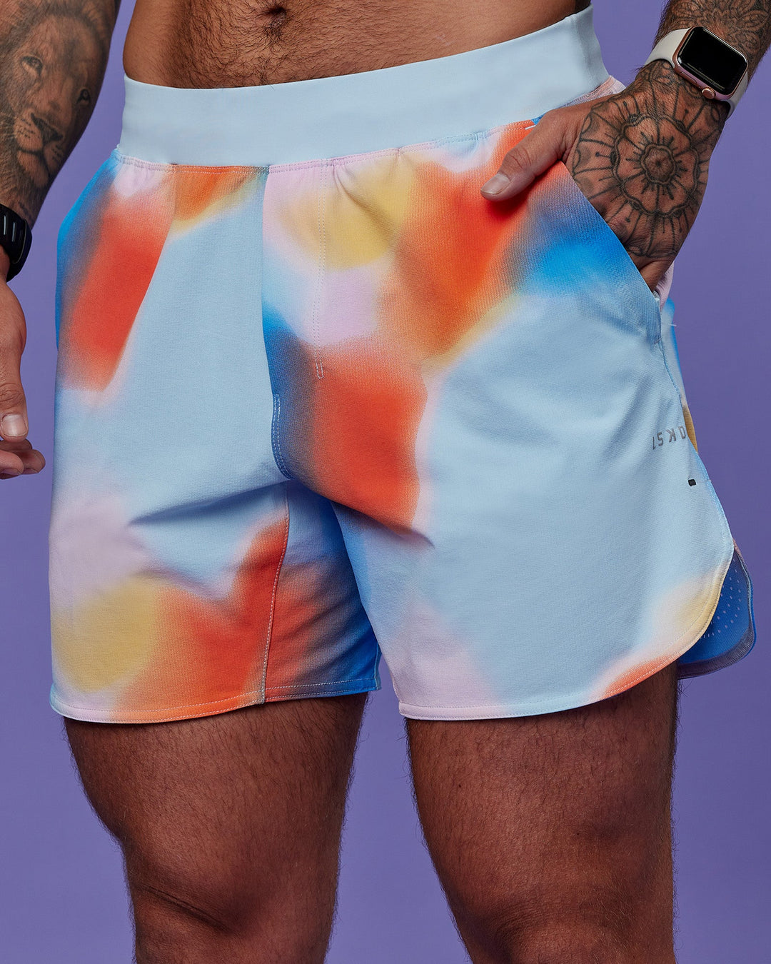Model wearing Lift 6" Short - Rainbow Shade Print | Model:Tayden | Size:S