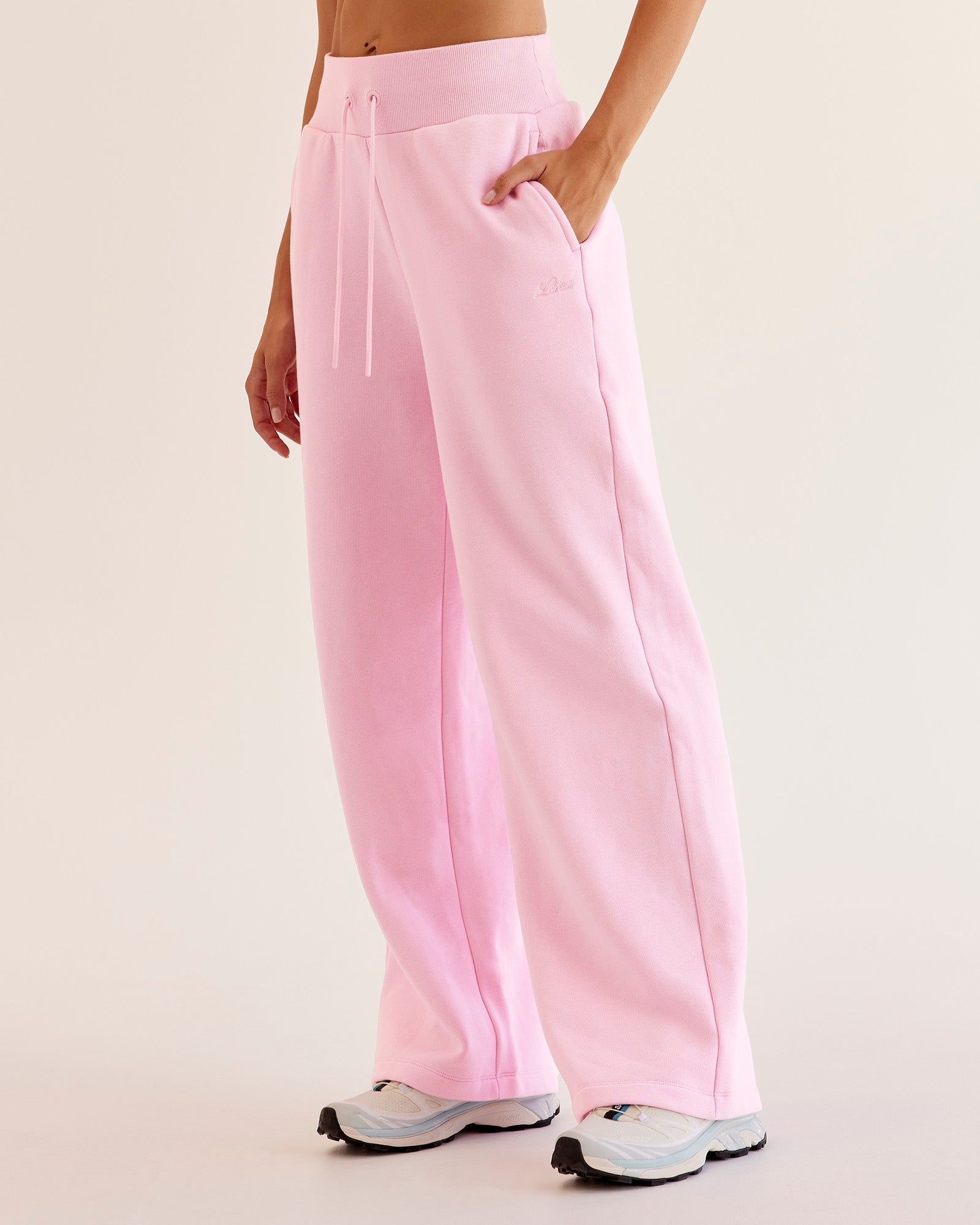 Go-To Script Wide Leg Track Pant - Marshmallow | LSKD – LSKD US
