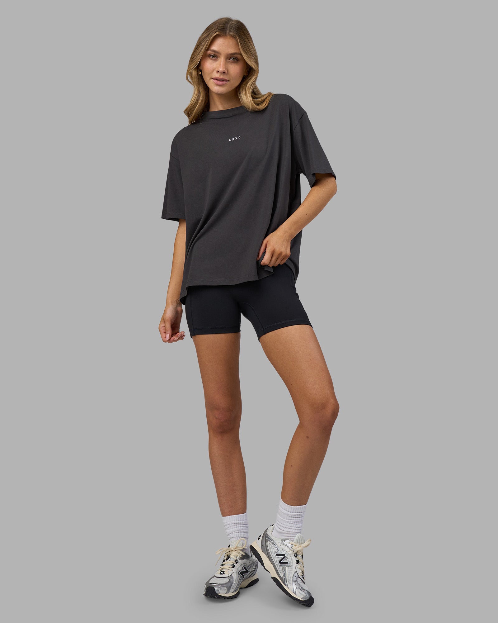 Go-To FLXCotton Oversized Tee - Dark Storm-White | LSKD – LSKD US