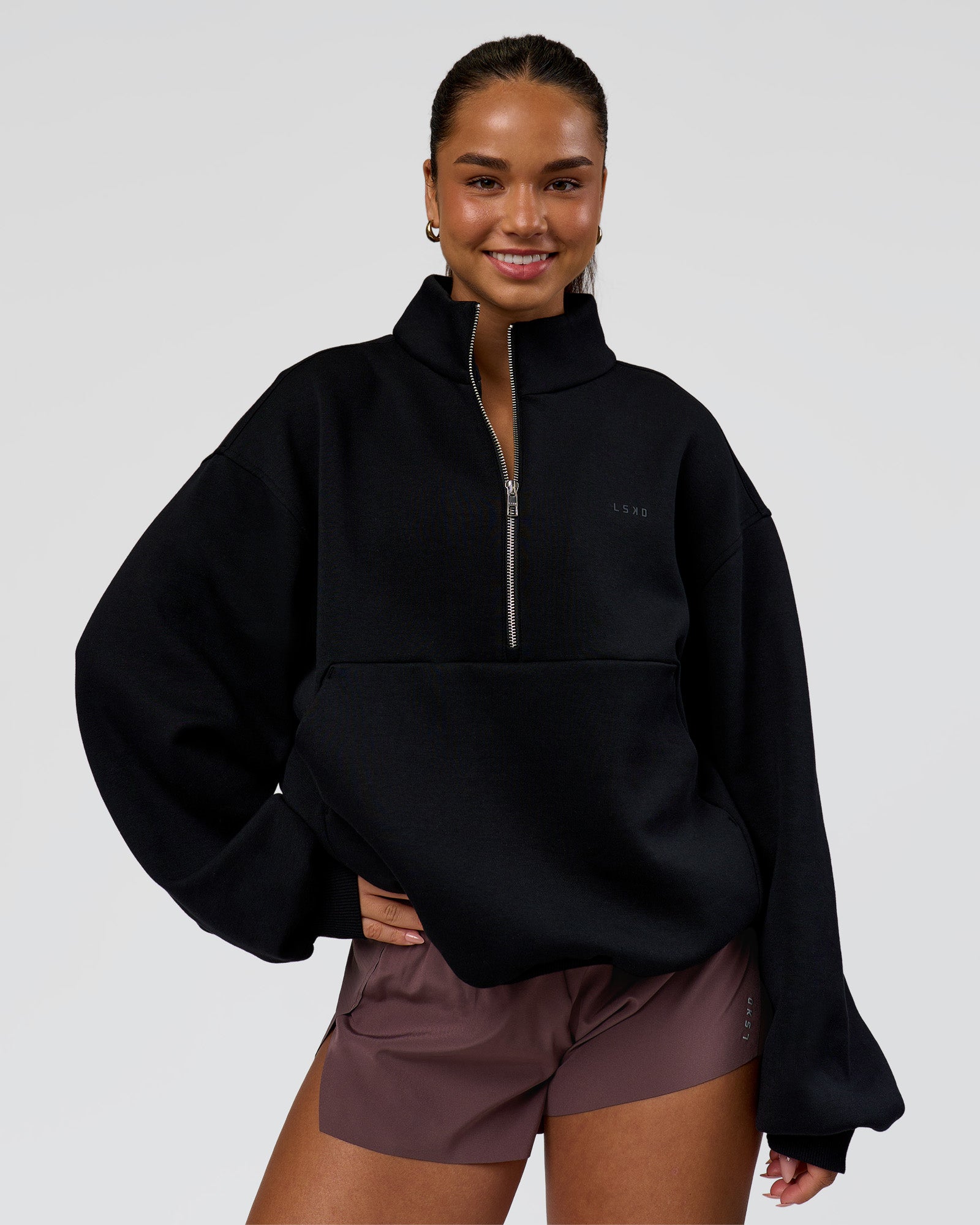 Luxe ZeroCrease Spacer Half Zip - Black | LSKD – LSKD US
