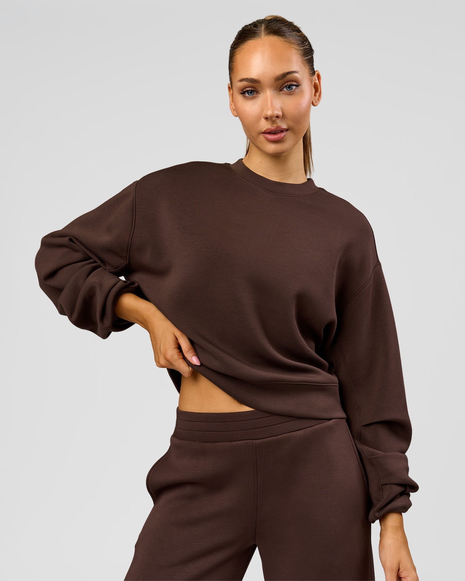 Elevate SoftTouch Draped Sleeve Sweater - Hot Chocolate | LSKD