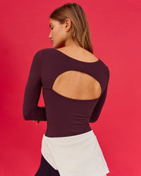 Woman wearing Show It Off Long Sleeve Top in Cherry Lacquer | Thumbnail Index: 6