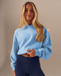 Woman wearing Go-To Script Oversized Hoodie - Open Air  | Thumbnail Index: 1