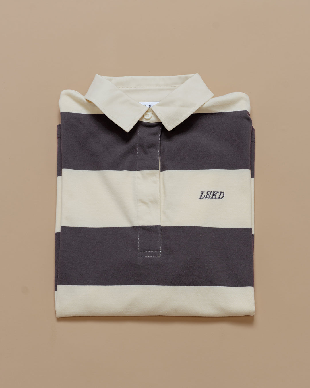 Oversized Rugby Polo - Off White-Grey