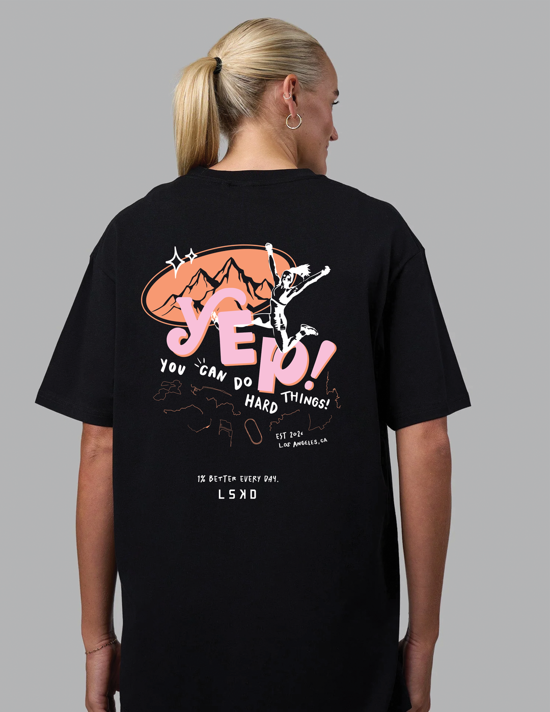 Yep! Run Club FLXCotton Oversize Tee - Black-Cantaloupe - view 1