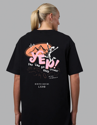 Yep! Run Club FLXCotton Oversize Tee - Black-Cantaloupe | Thumbnail Index: 0