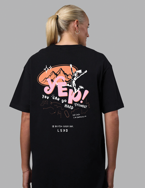 Yep! Run Club FLXCotton Oversize Tee - Black-Cantaloupe | LSKD