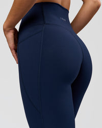 Woman wearing O.G. Fusion Ultra High-Rise Full Length Legging Pockets - Future Navy | Model:Amity| Size:S | Thumbnail Index: 3