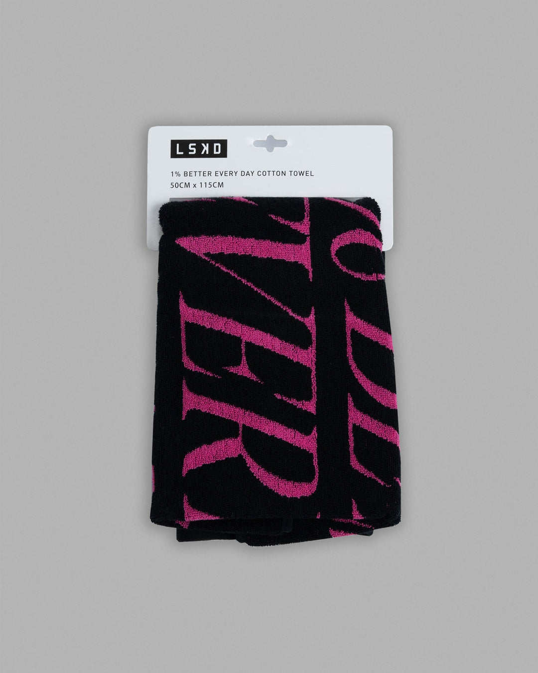 1% Better Every Day Cotton Towel 50x115cm - Black-Ultra Pink