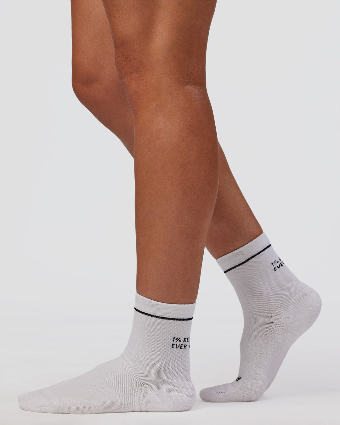 1% Better Performance Quarter Socks - White-Black