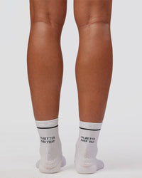 1% Better Performance Quarter Socks - White-Black | Thumbnail Index: 2