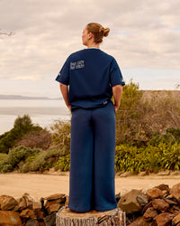 Woman wearing Zola Wide Leg Lounge Pant - Future Navy | Model:Carole | Size:M