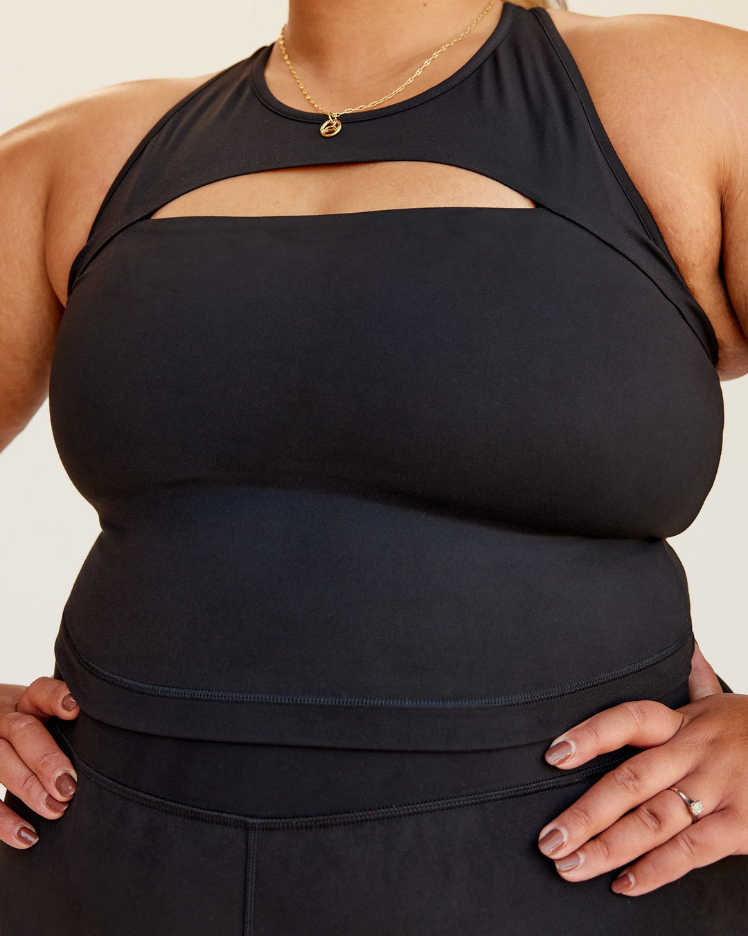 Woman wearing Be Bold Performance Tank - Black | Model:Lilz | Size:2XL