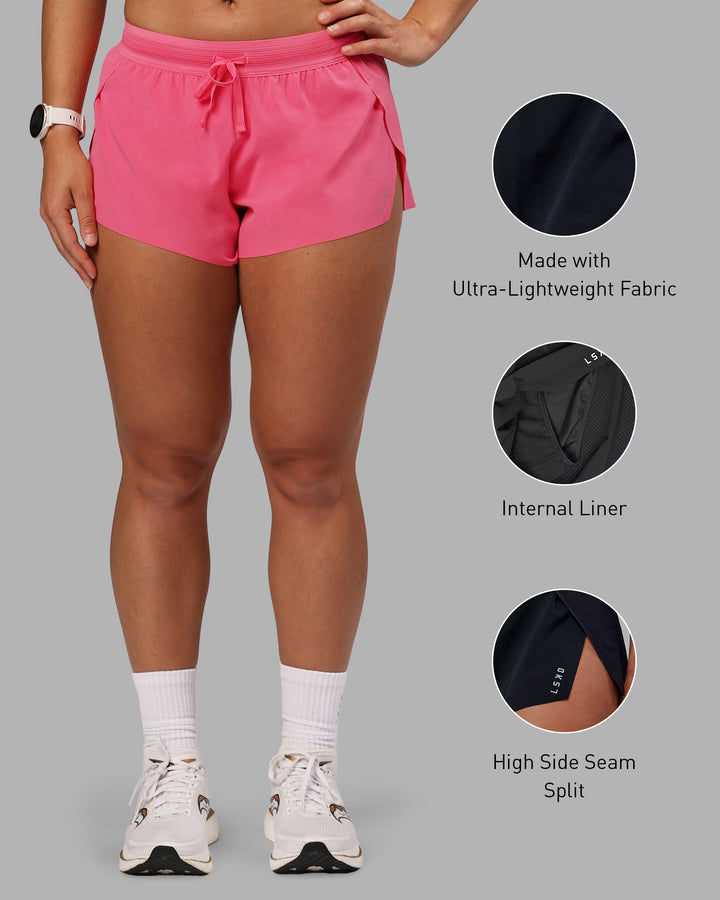 Woman wearing Accelerate 3&quot; Run Shorts - Pink Lemonade
