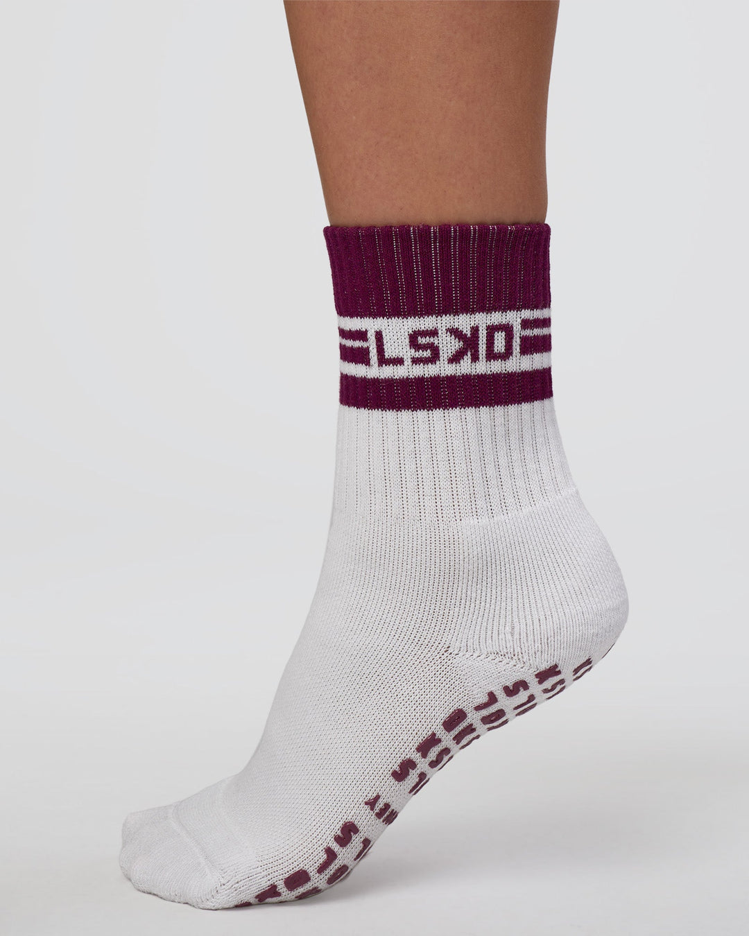 Aspire Pilates Grip Socks - White-Plum Caspia