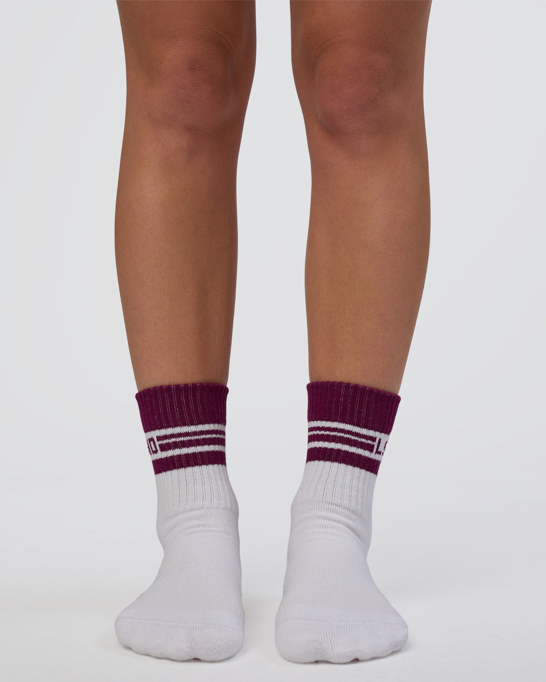 Aspire Pilates Grip Socks - White-Plum Caspia