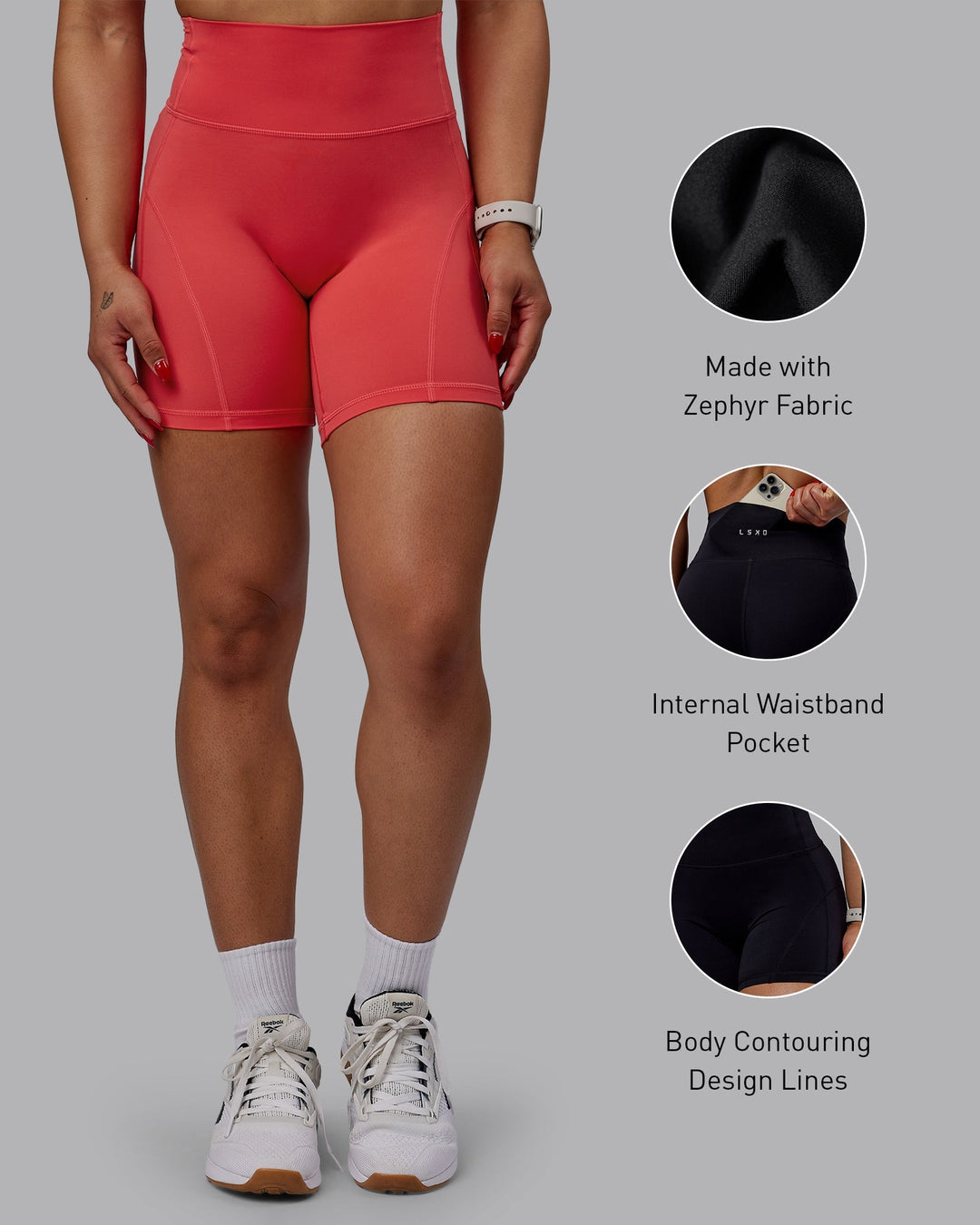 Woman wearing Bend Mid-Length Shorts - Cayenne