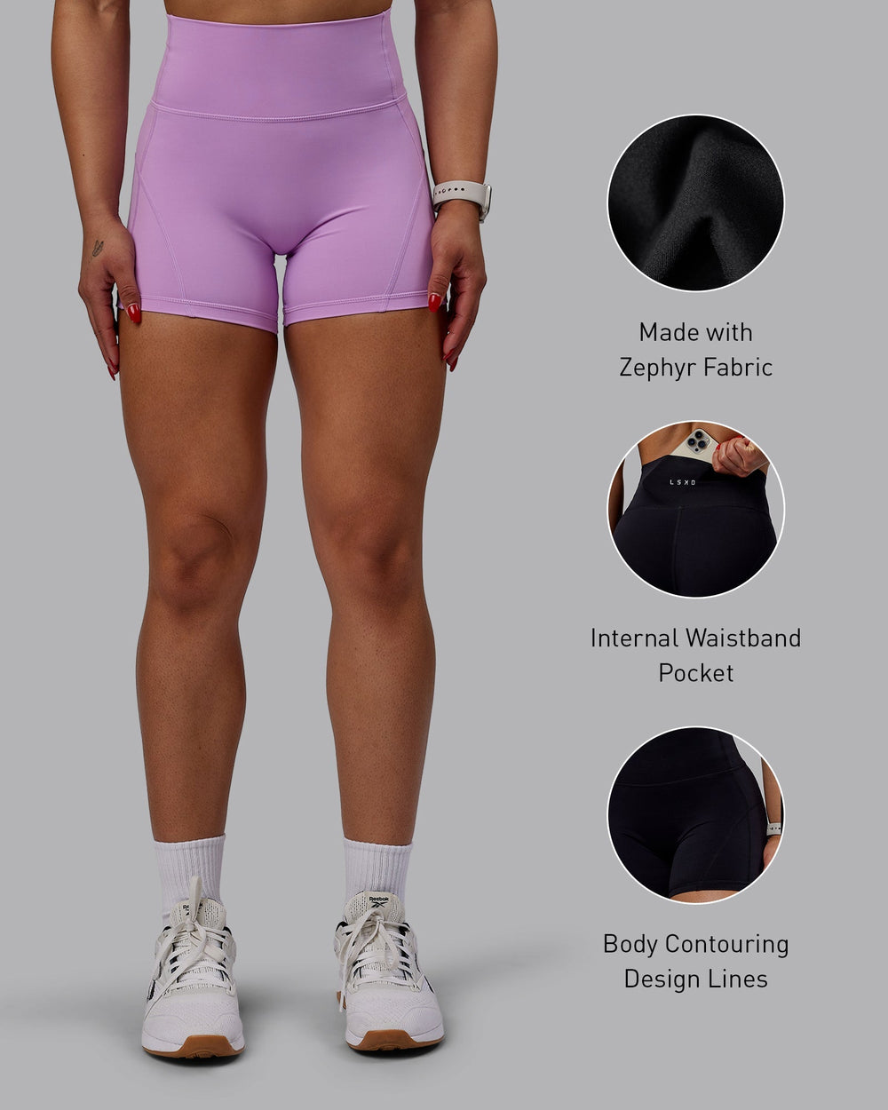 Woman wearing Bend X-Length Shorts - Light Violet