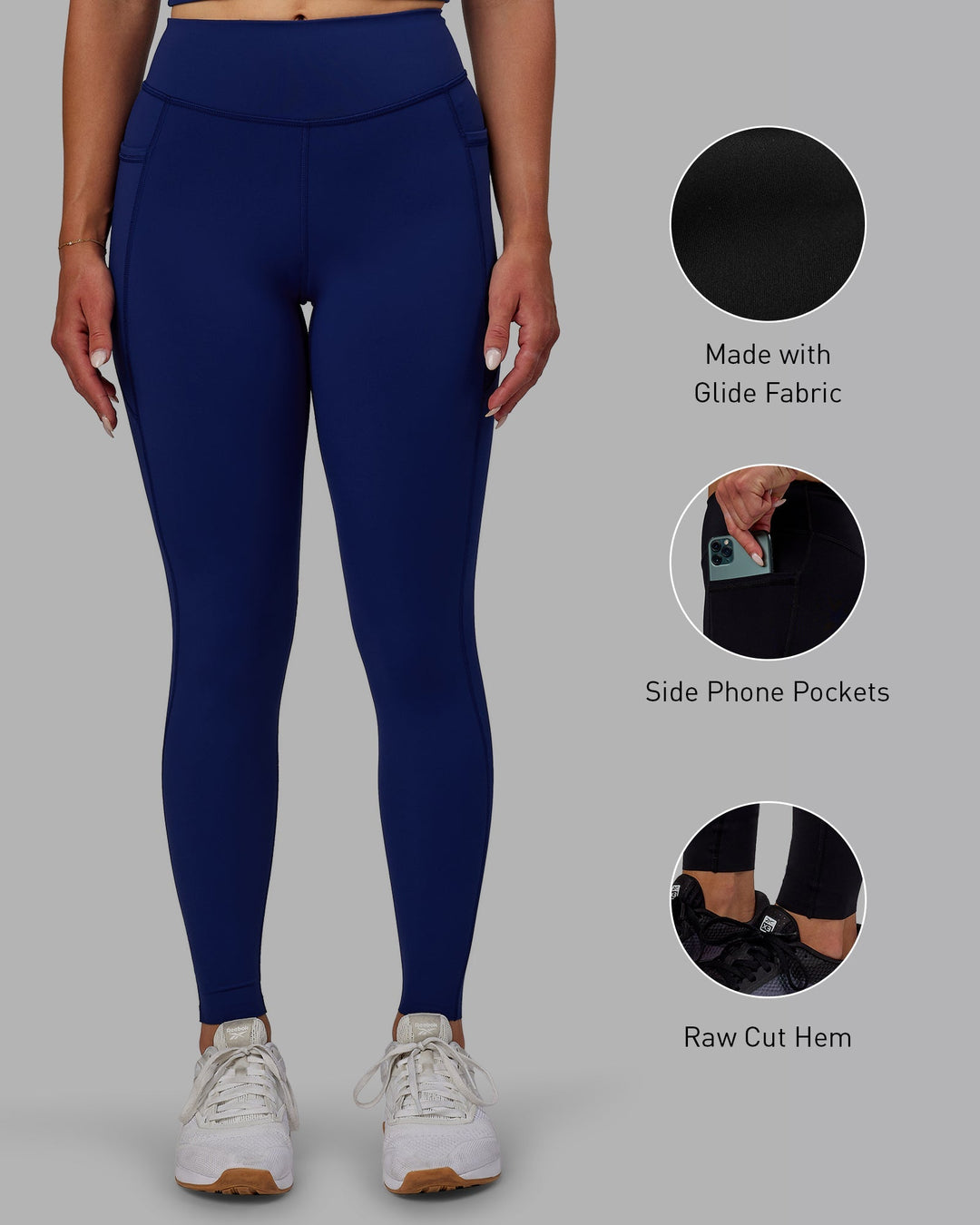 Woman wearing Elite Full Length Leggings - Midnight Blue