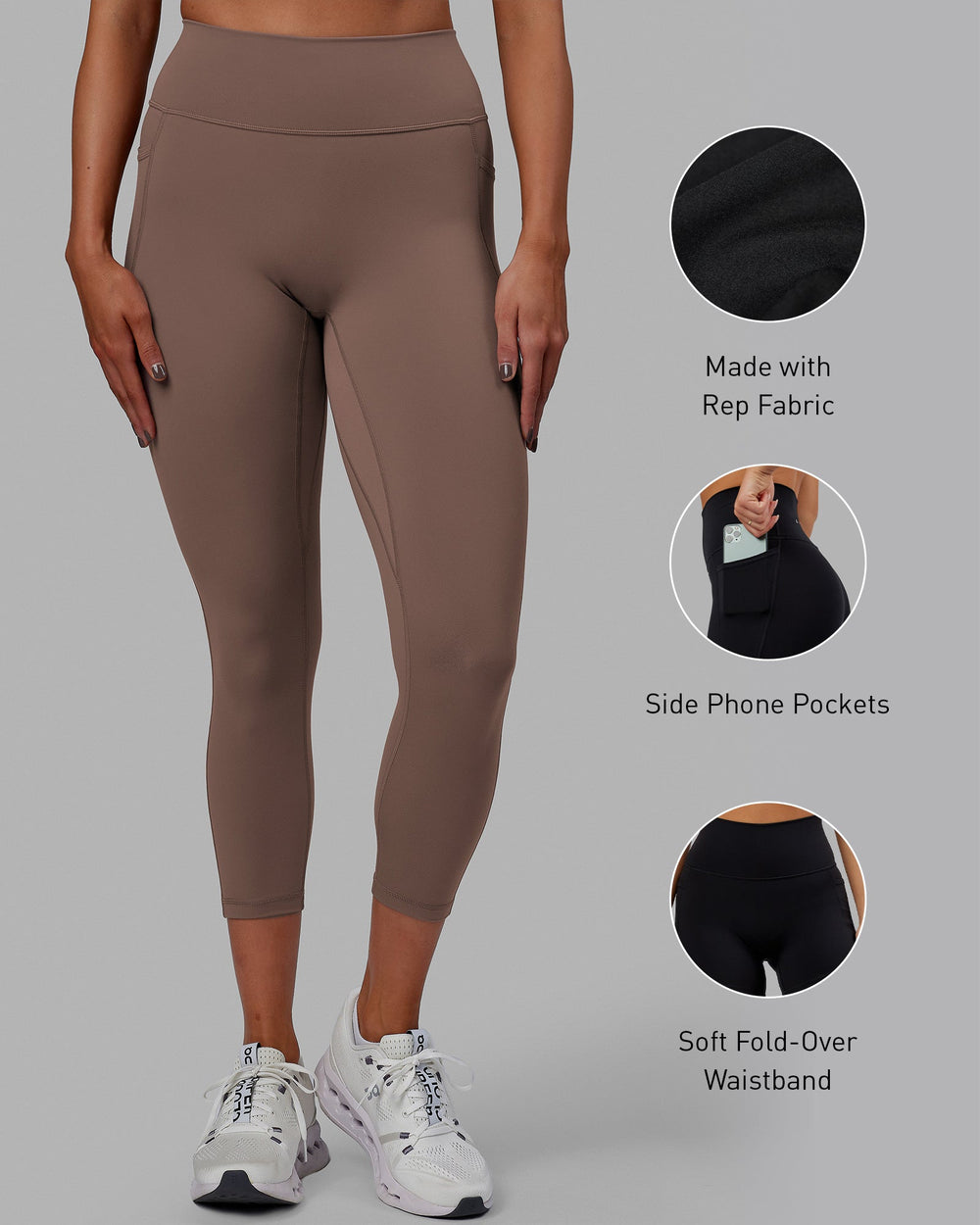 Fusion 7/8 Length Leggings - Deep Taupe