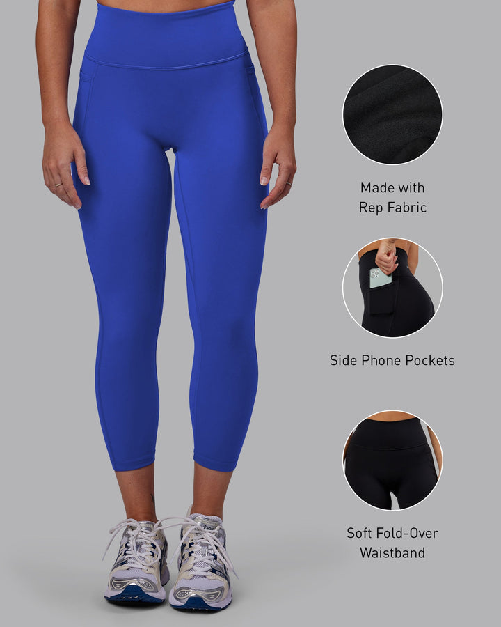 Woman wearing Fusion 7/8 Length Leggings - Power Cobalt
