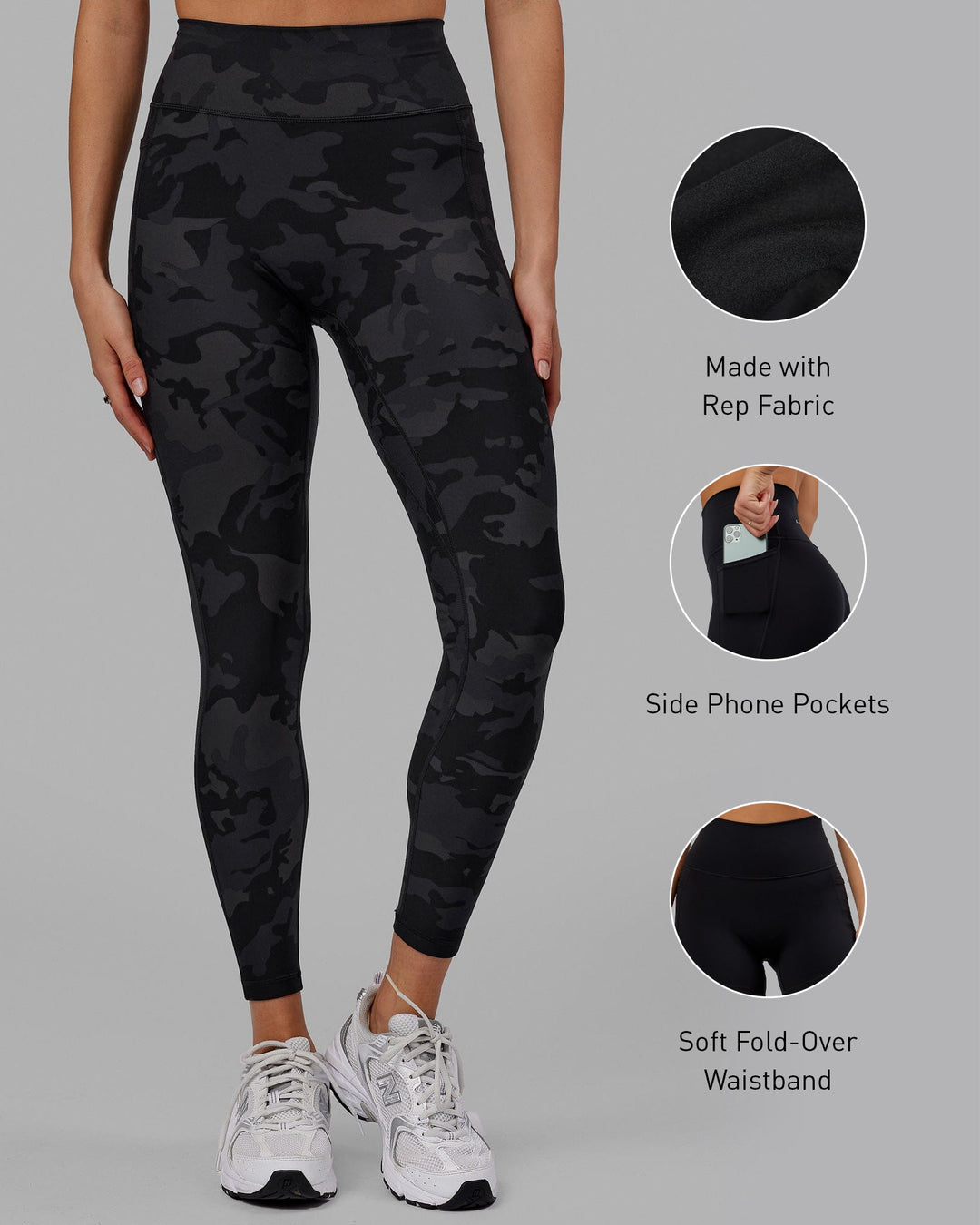 Fusion Full Length Leggings with Pockets - Black Camo