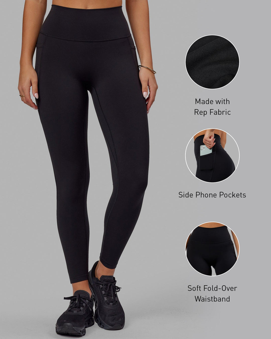 Fusion Full Length Leggings with Pockets - Black