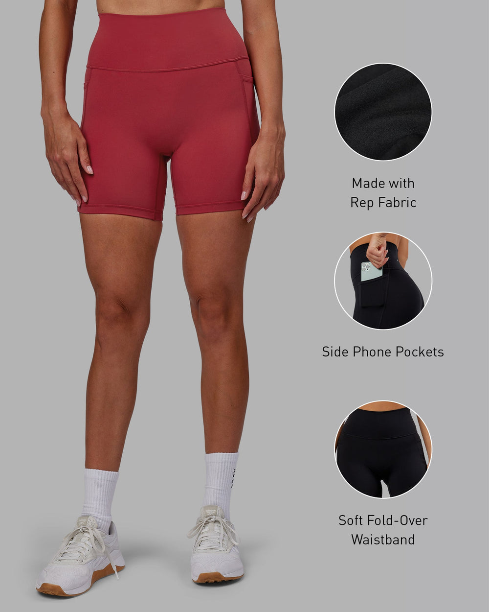 Woman wearing Fusion Mid-Length Shorts - Claret