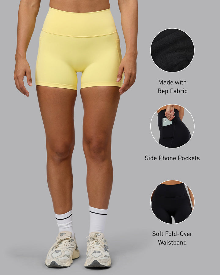 Woman wearing Fusion X-Short Tights with Pockets - Lemon
