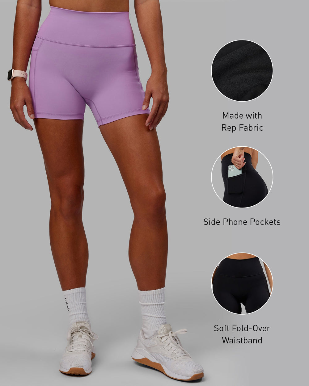 Woman wearing Fusion X-Length Shorts - Light Violet